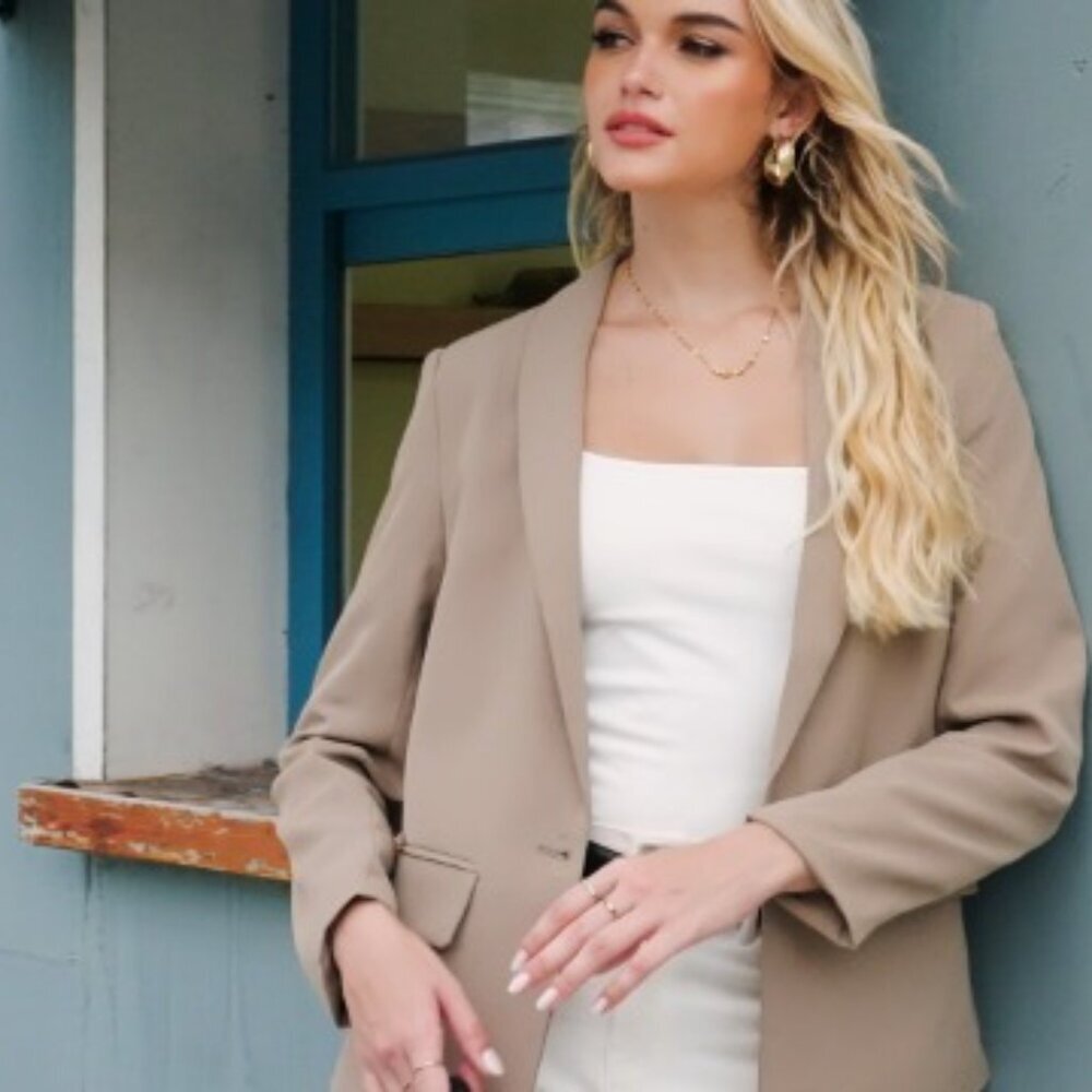 Long Sleeve Open Front Blazer Slim Fit Business Casual Office Jacket - Picture 8 of 8